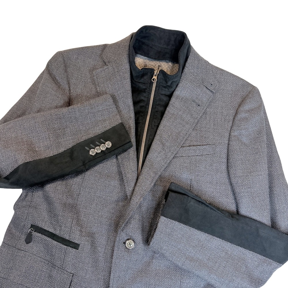 Robert Graham Sport Coat Mens 40 Gray Wool Cashmere 2-in-1 Layered Blazer $798